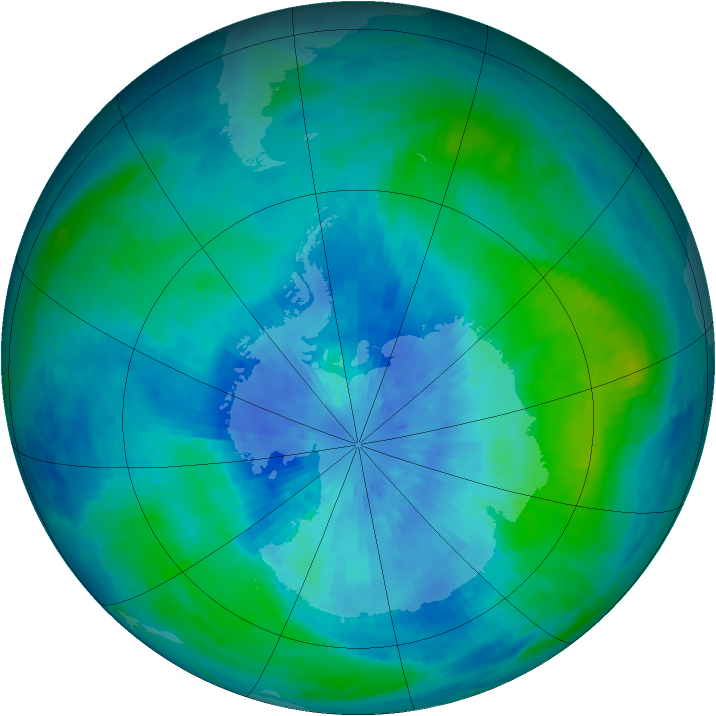 Antarctic ozone map for 19 March 2002